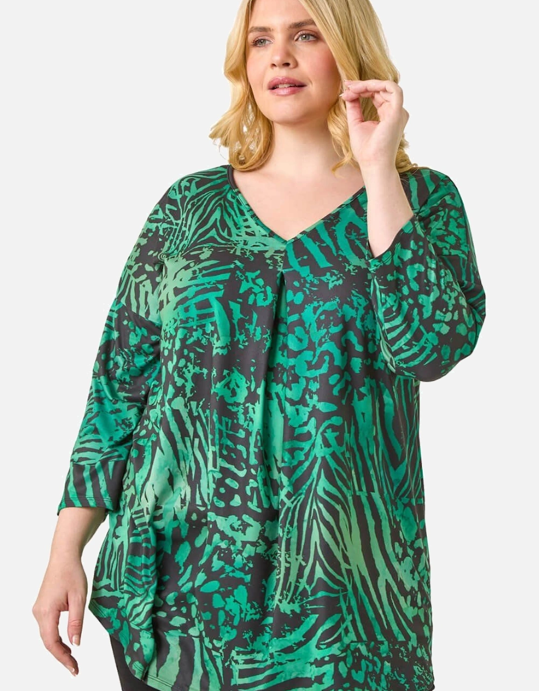 Curve Animal Print Pleat Front Top, 2 of 1