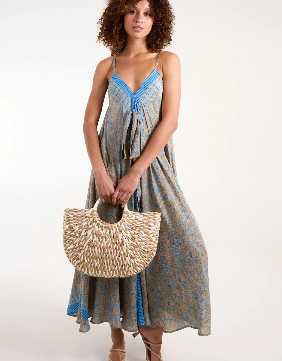 V Neck Draped Maxi Dress, 2 of 1