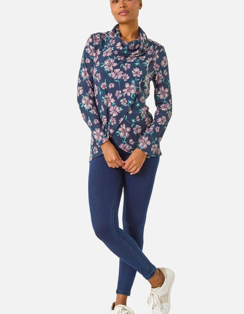 Cowl Neck Floral Snit Top