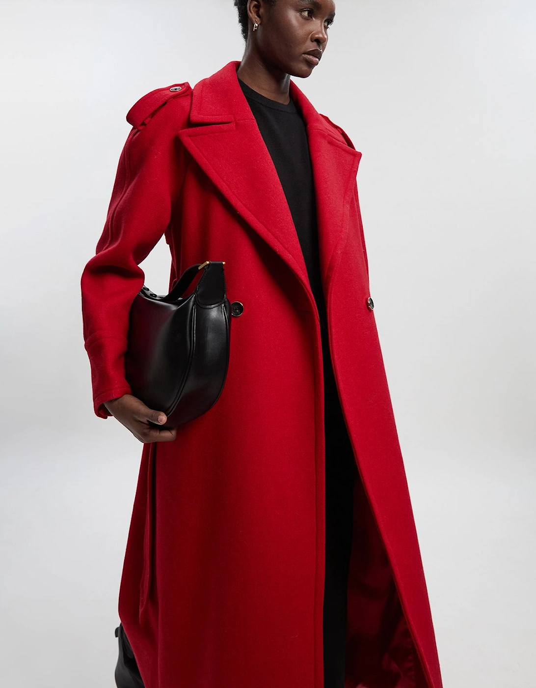 Wool Tailored Belted Midi Coat, 2 of 1