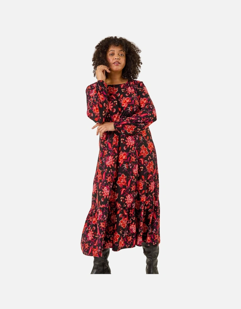 Curve Floral Print Stretch Dress