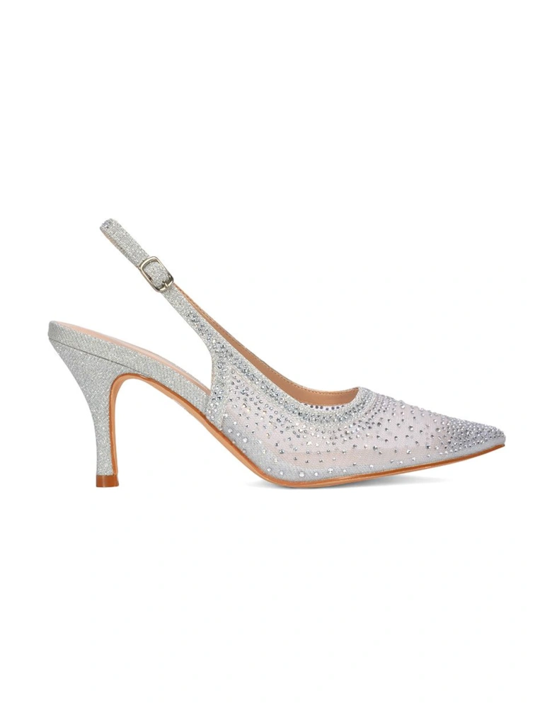 'Skye' Sparkly Mesh Stiletto Heel Slingback Occasion Court Shoes