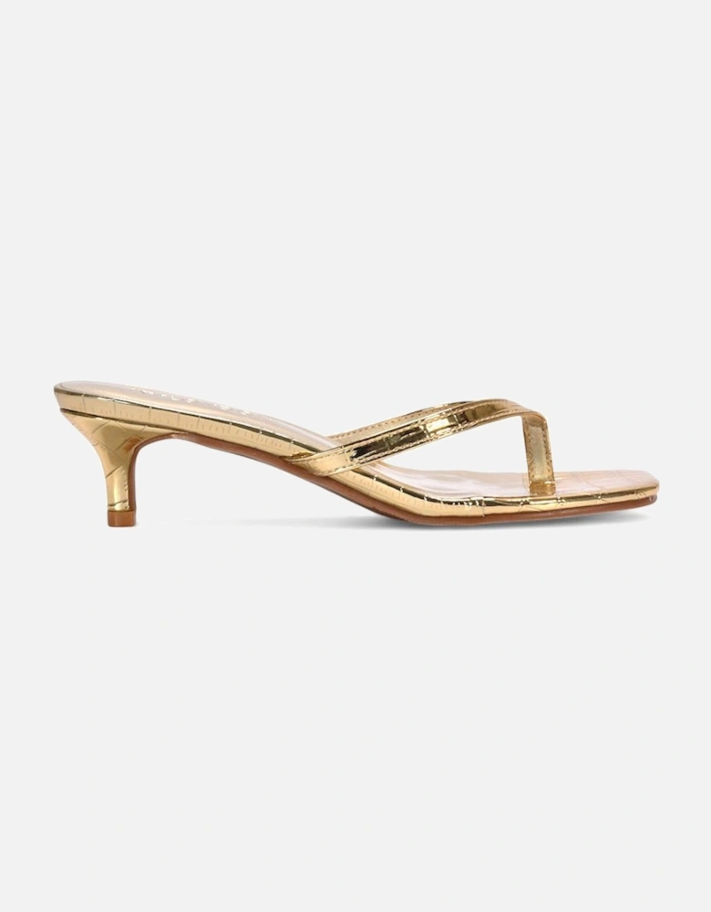 'Jane' Toe Post Low Kitten Heel Mule Sandal Shoes