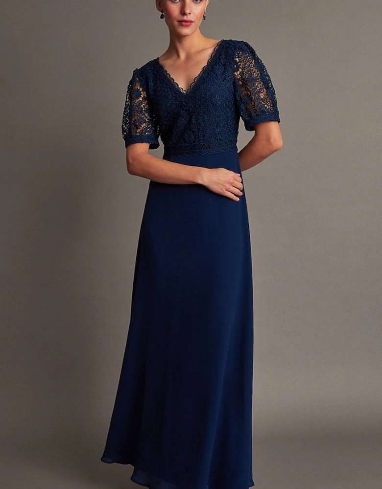 Lilibet Lace Maxi Dress Blue