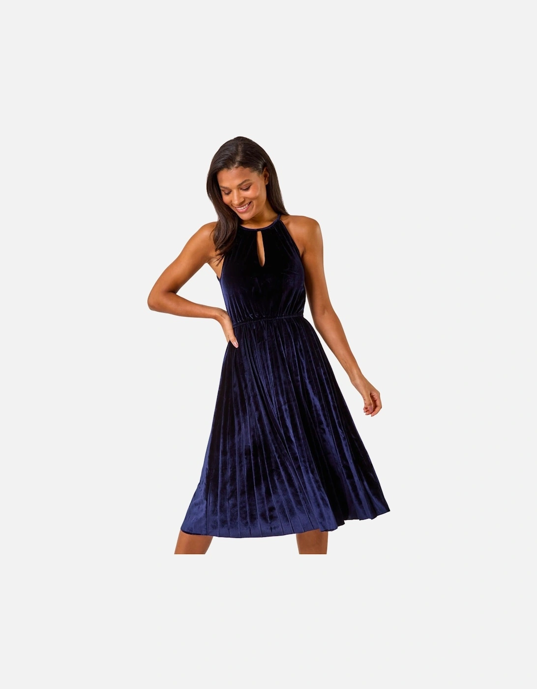 Velvet Halterneck Midi Dress, 2 of 1