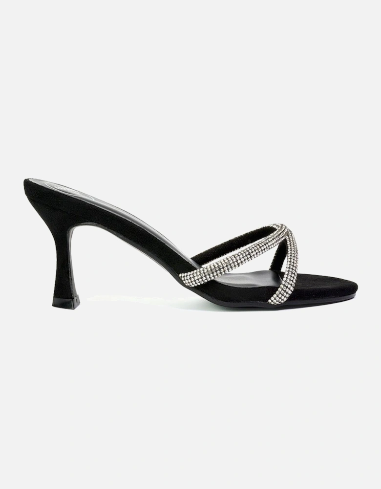 'Abby'  Strappy Diamante Stiletto Heel Sandal Mules