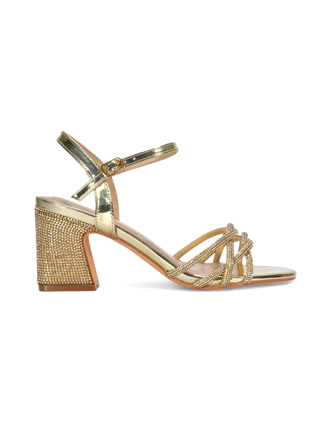 'Gwen' Strappy Block High Heel Sandal Shoes With Rhinestone, 2 of 1
