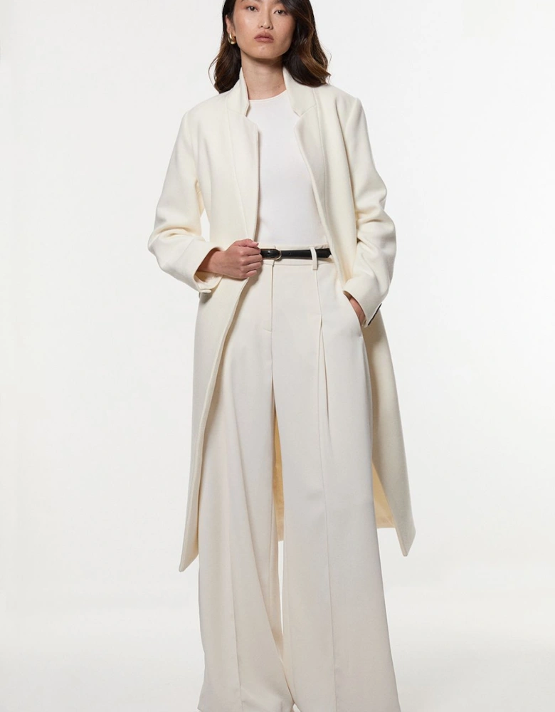 Wool Investment Notch Neck Tailored Midi Coat