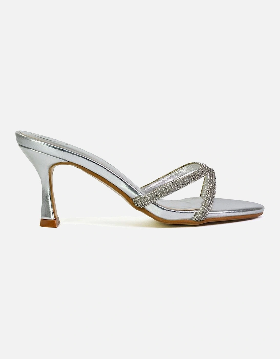'Abby'  Strappy Diamante Stiletto Heel Sandal Mules, 2 of 1