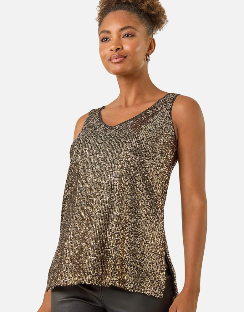 Sequin V-Neck Vest Top