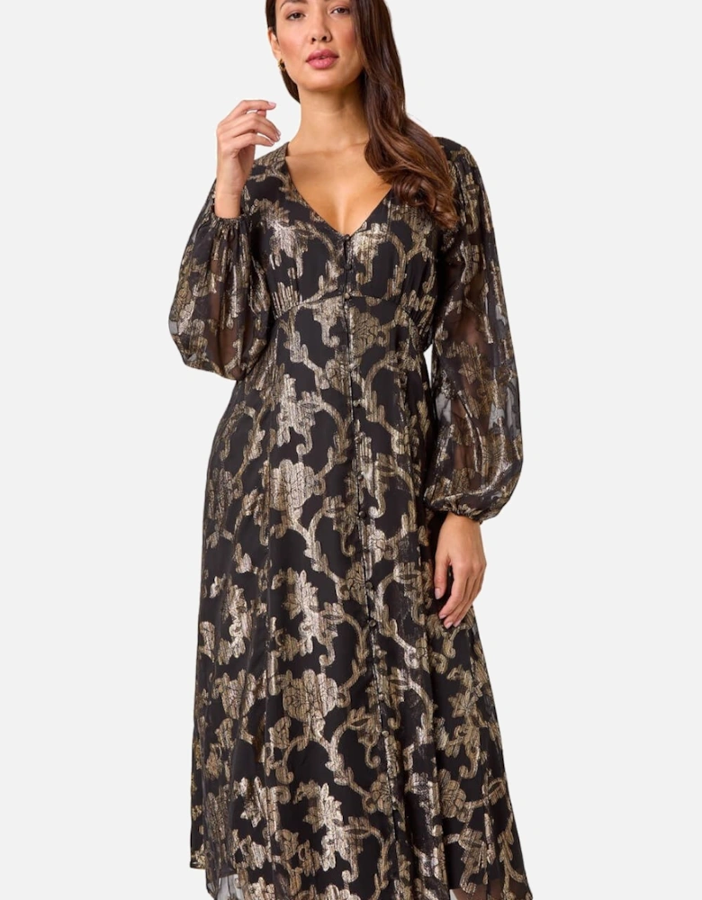 Shimmer Jacquard Midi Dress