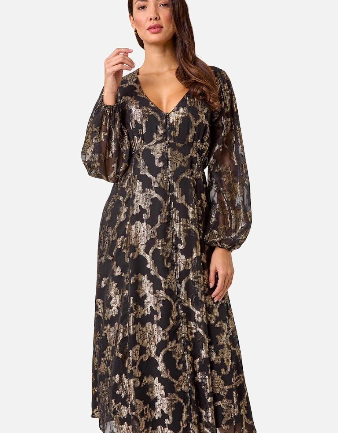 Shimmer Jacquard Midi Dress, 2 of 1