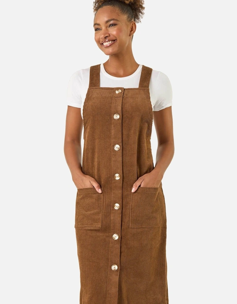 Corduroy Pinafore Midi Dress