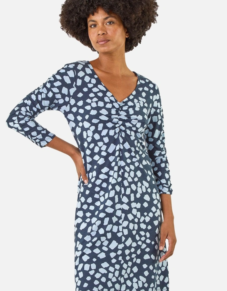 Geometric Gathered A-Line Dress