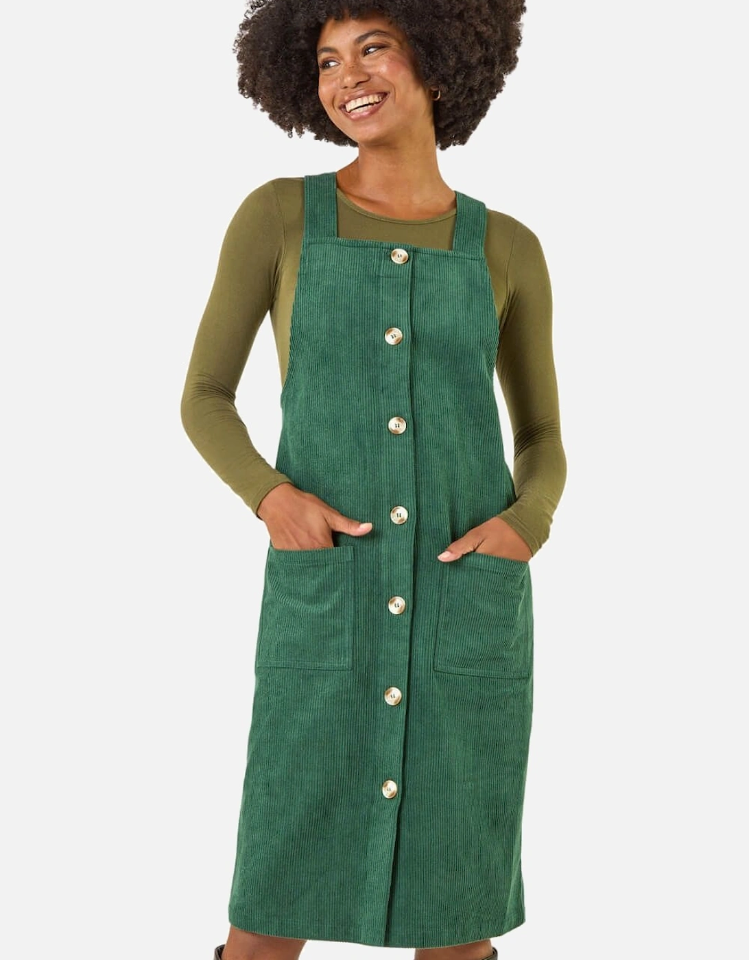 Corduroy Pinafore Midi Dress, 2 of 1