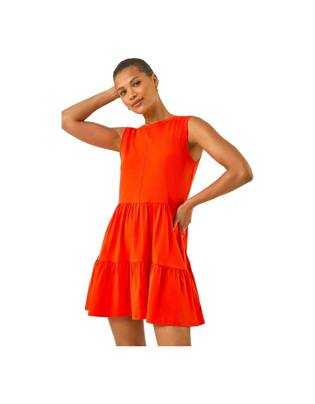 Cotton Tiered Stretch Dress, 2 of 1