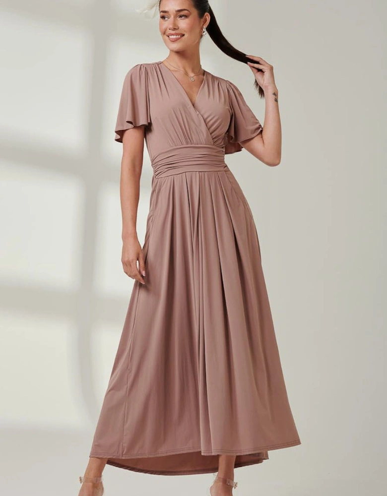 Angel Sleeve Super-Smooth Jersey Maxi Dress