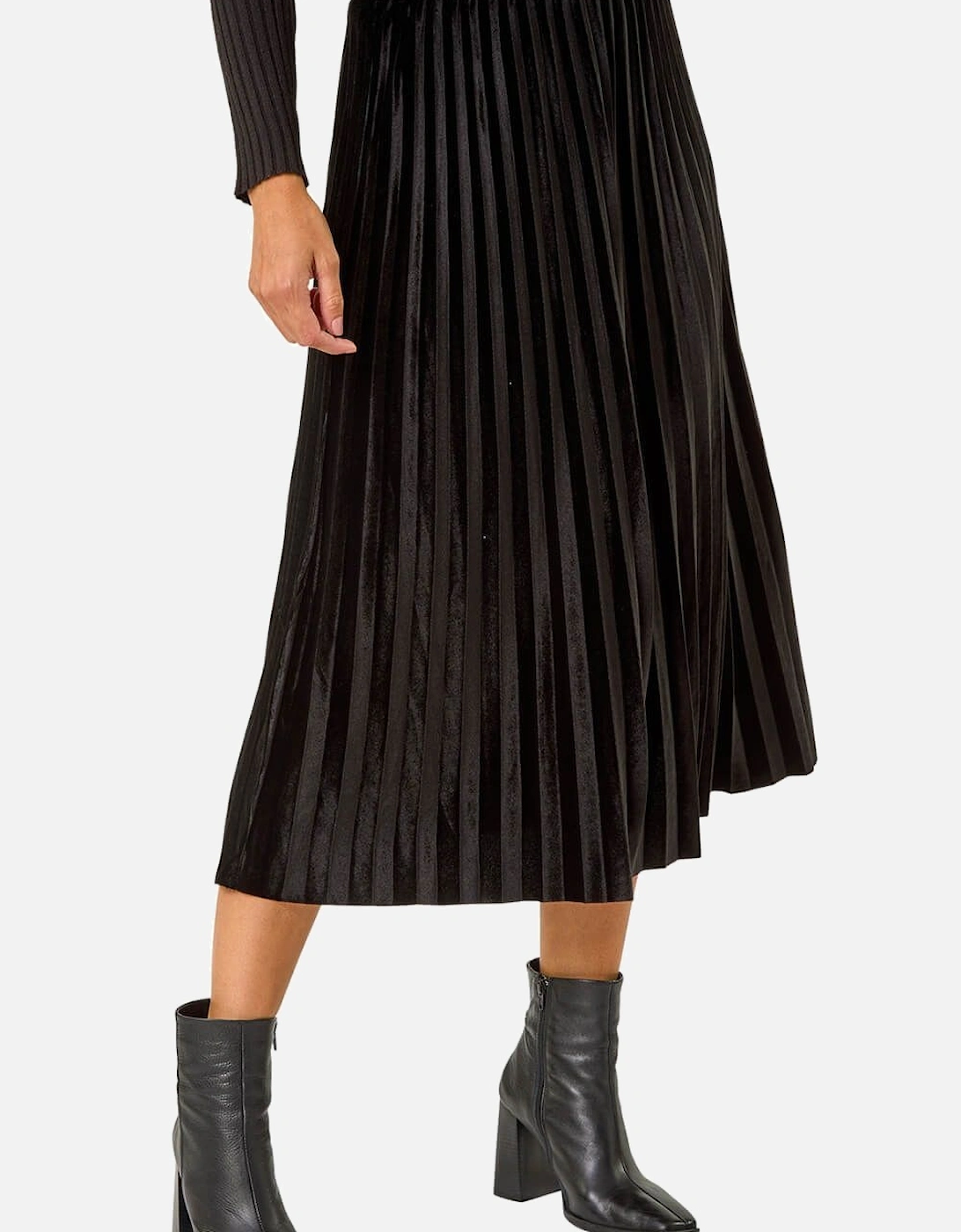 Velvet Pleated Midi Skirt, 2 of 1