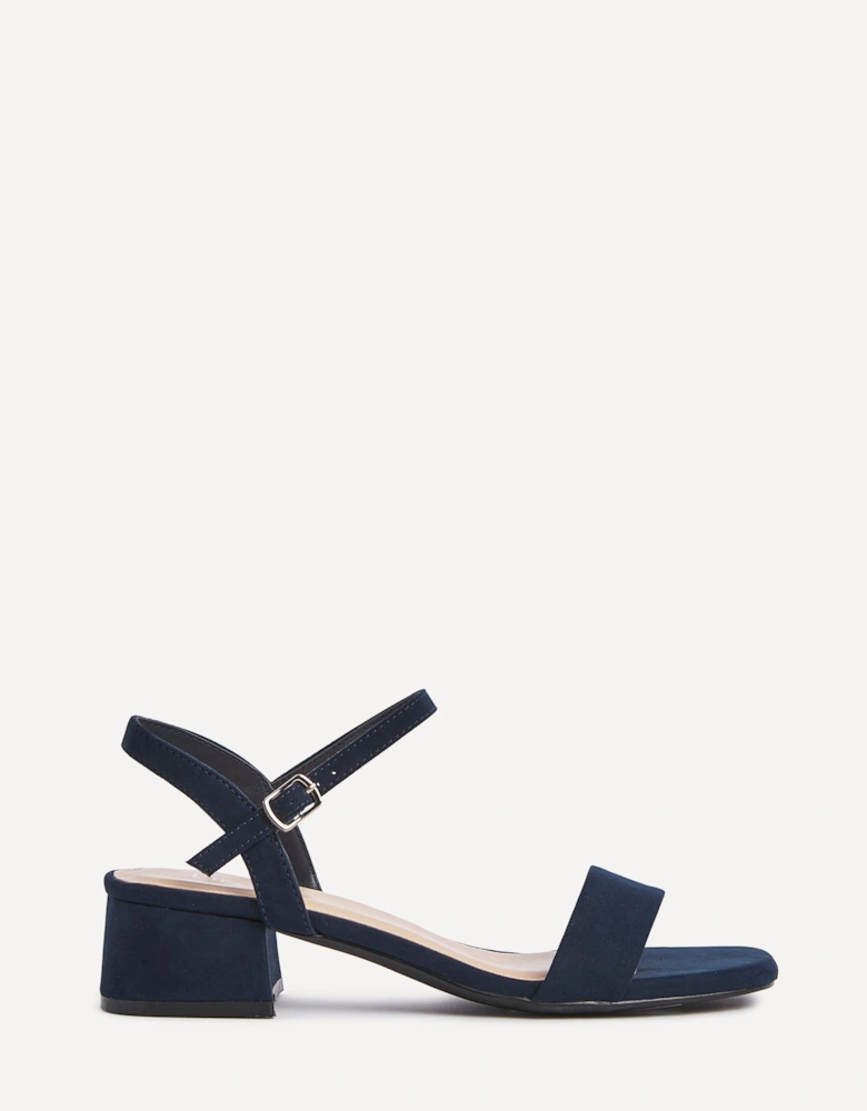 Tillie Navy Faux Suede Low Blook Heel