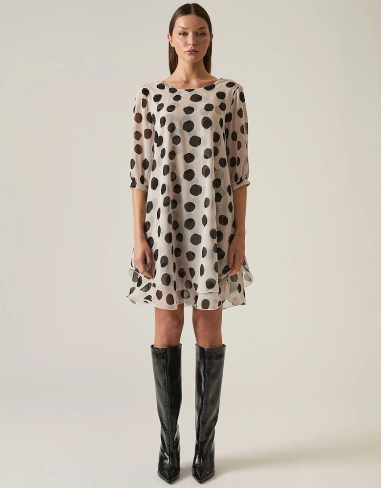 Black-Cream Polka Dot Dress
