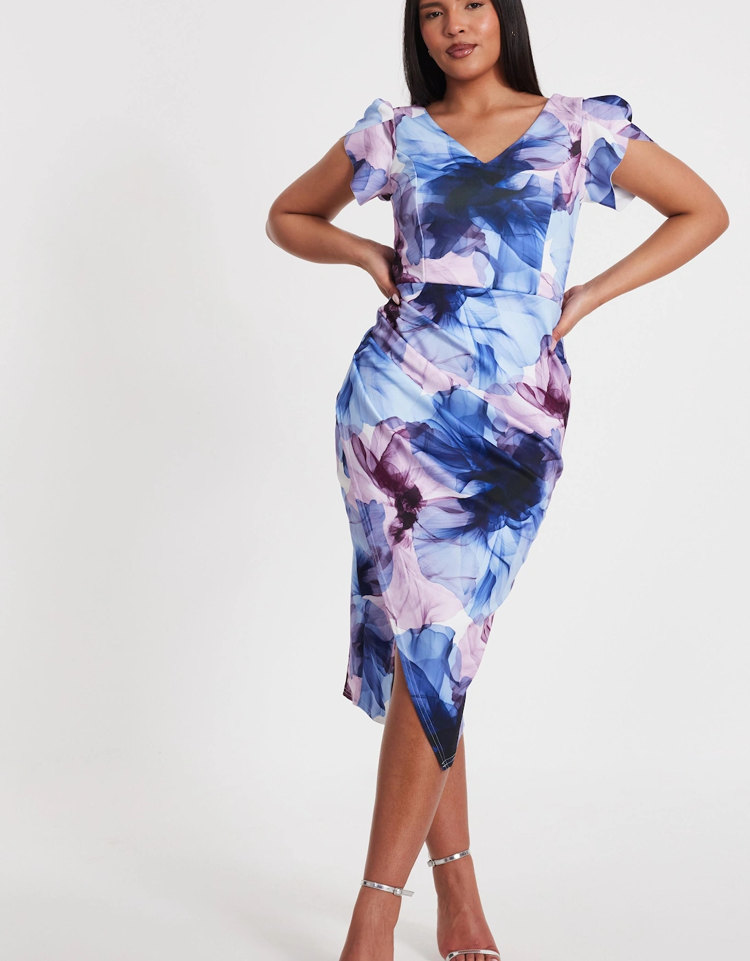 Multi Floral Print Midi Dress, 2 of 1