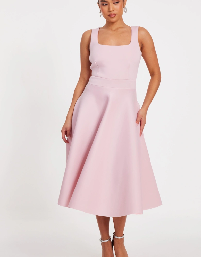 Pale Pink Petite A-Line Midi Dress