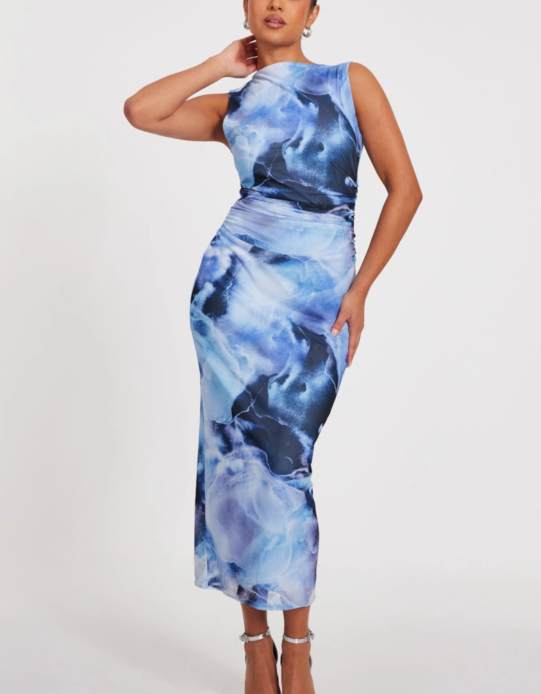 Blue Petite Printed Midaxi Dress