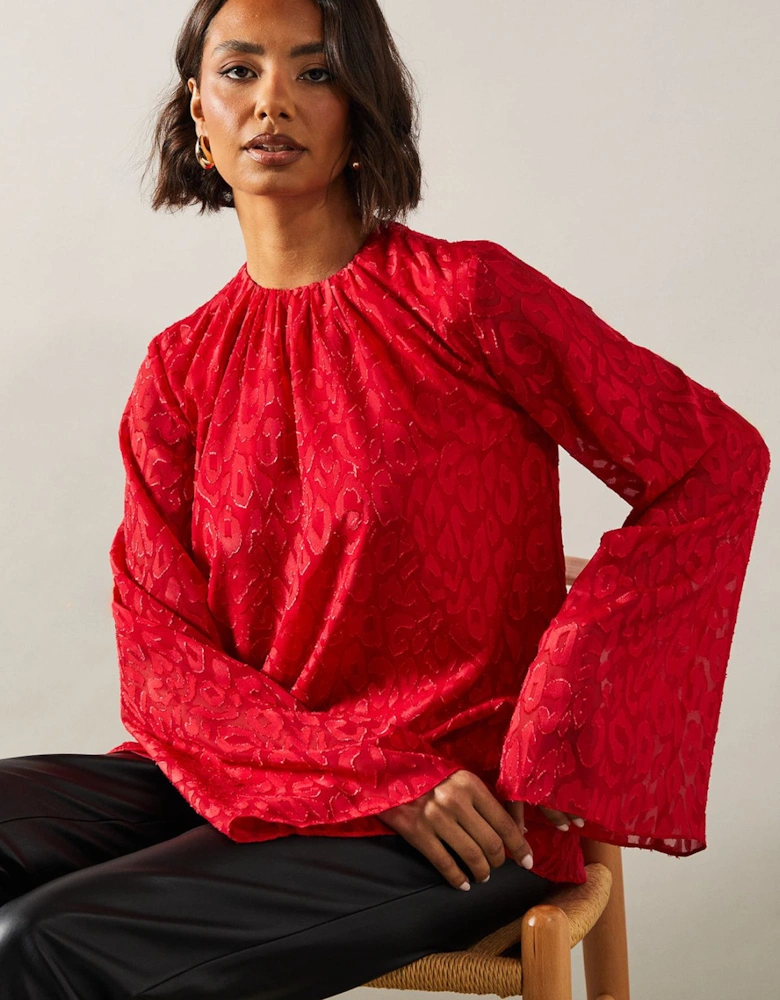 Tall Jacquard Sleeve Detail Top