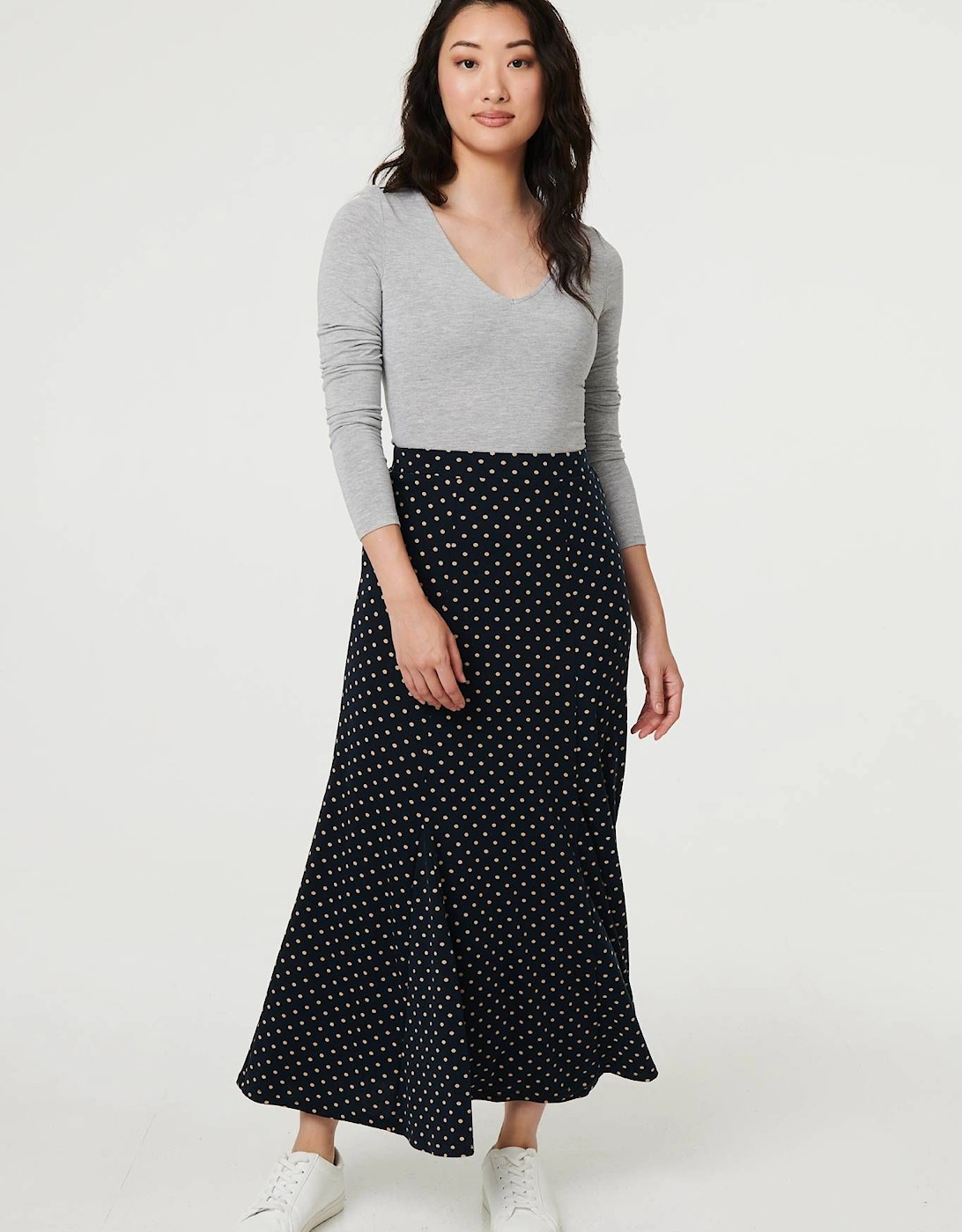Polka Dot Print High Waist Maxi Skirt, 2 of 1