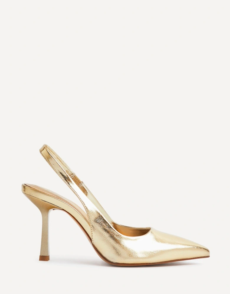 Dash Womens Gold Faux Leather Court Heel