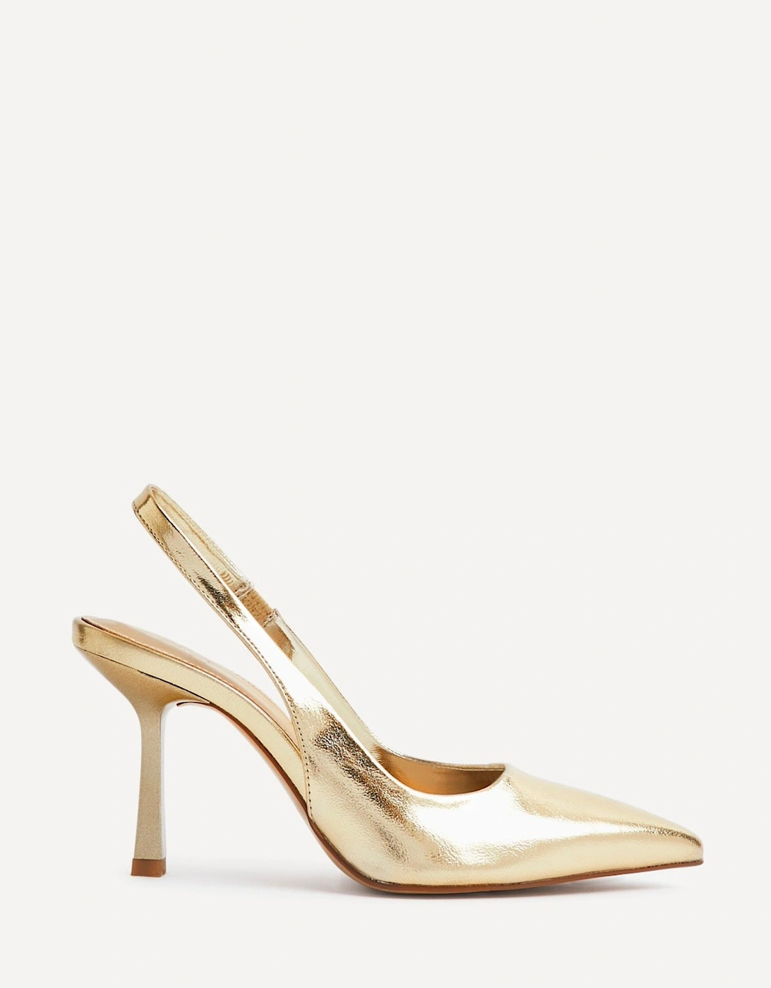 Dash Womens Gold Faux Leather Court Heel, 2 of 1