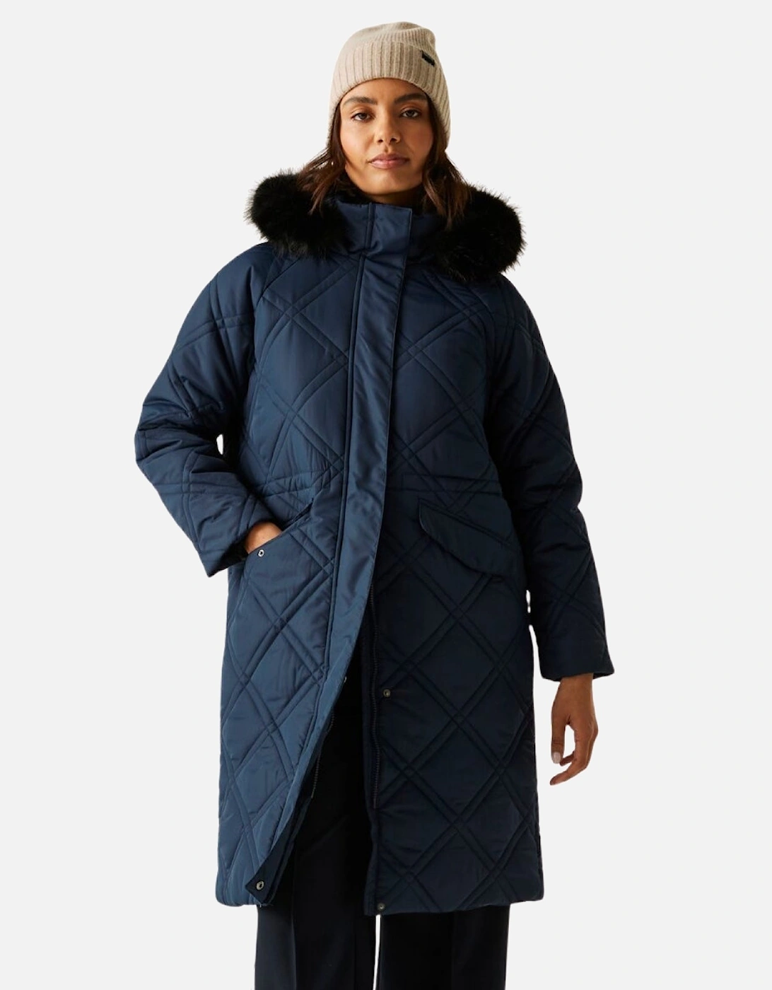 Womens Freyla Longline Water Repellent Padded Jacket, 2 of 1