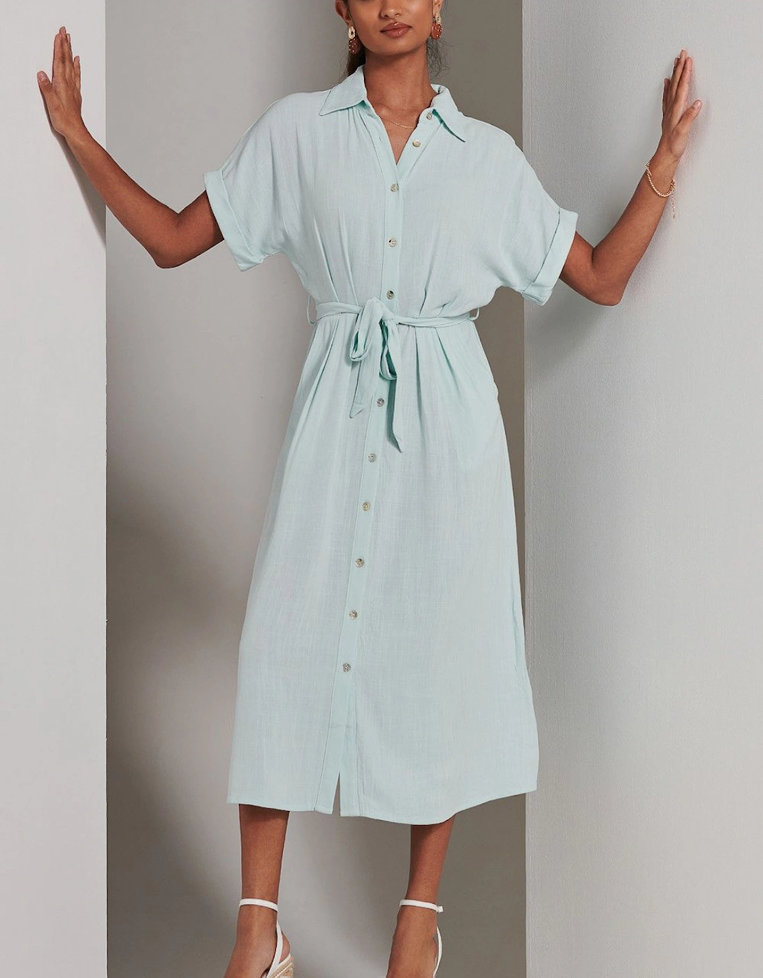 Jessie Linen  Shirt Midi Dress, 2 of 1