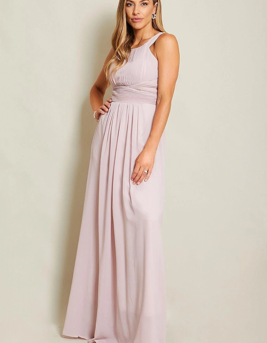 Pleated Front Chiffon Maxi Dress, 2 of 1