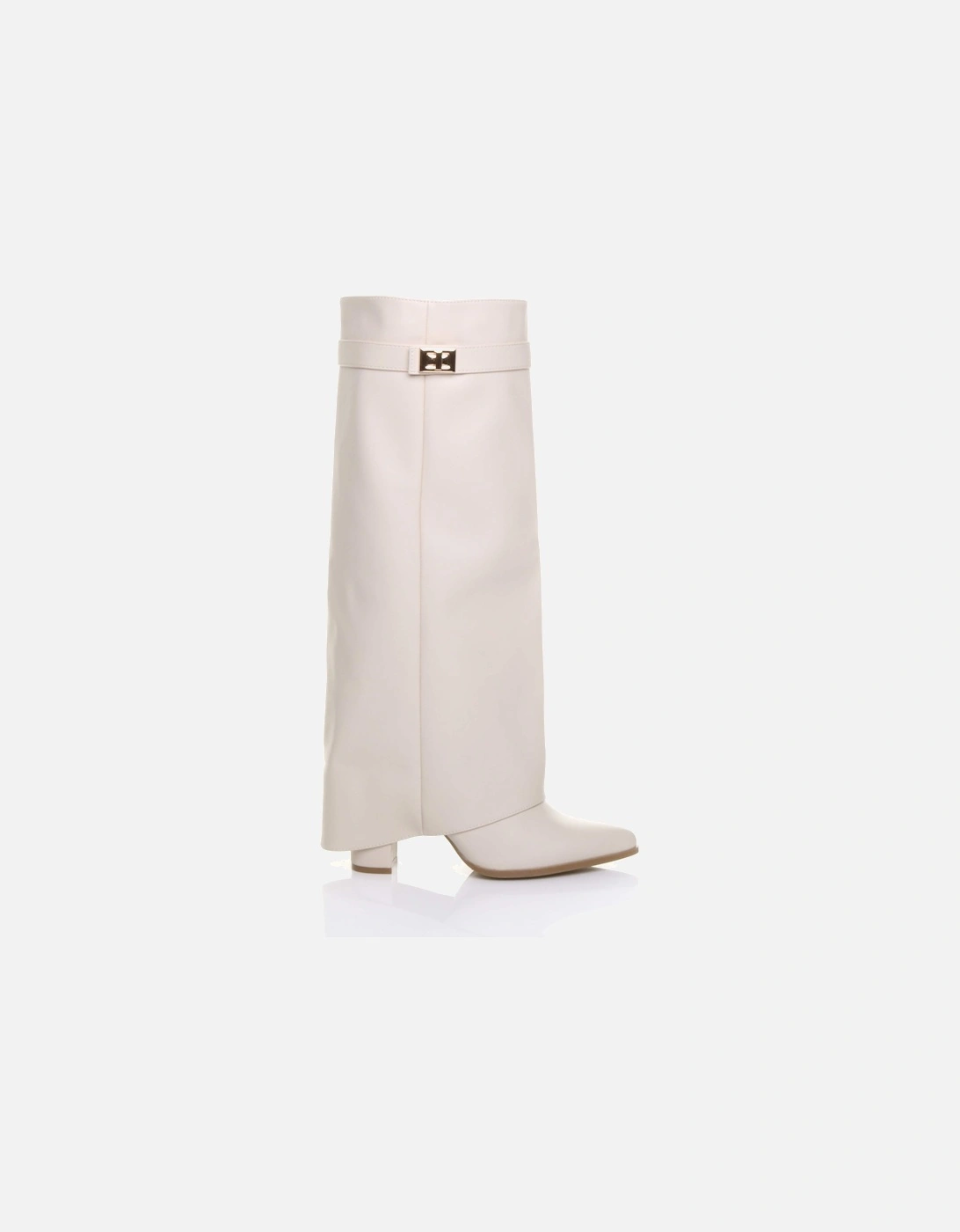 High Block Heel Pointed Toe Fold Over  Knee High Boots, 2 of 1