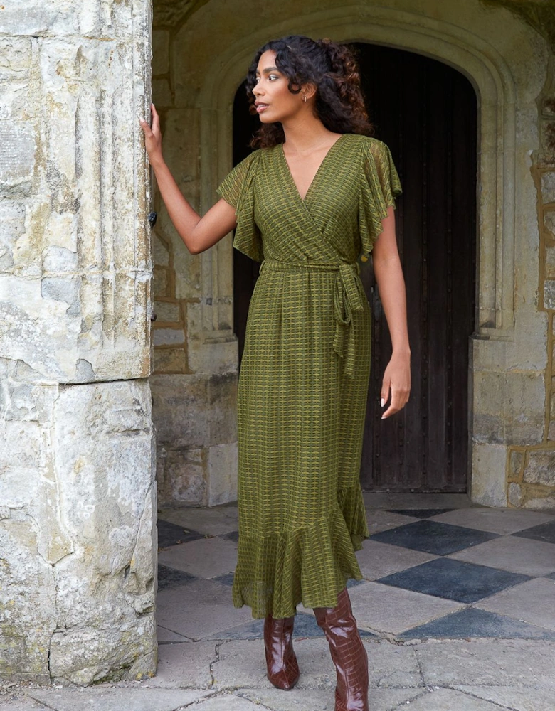 Lace Wrap Midi Dress