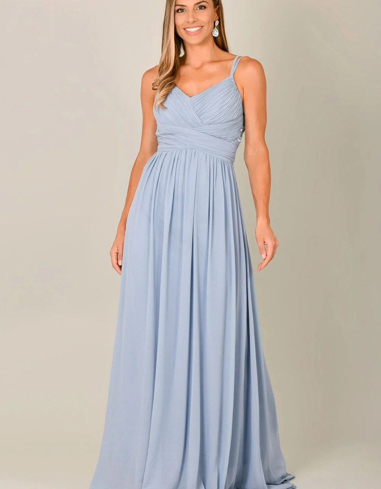 Crochet Back Strappy Chiffon Maxi Dress