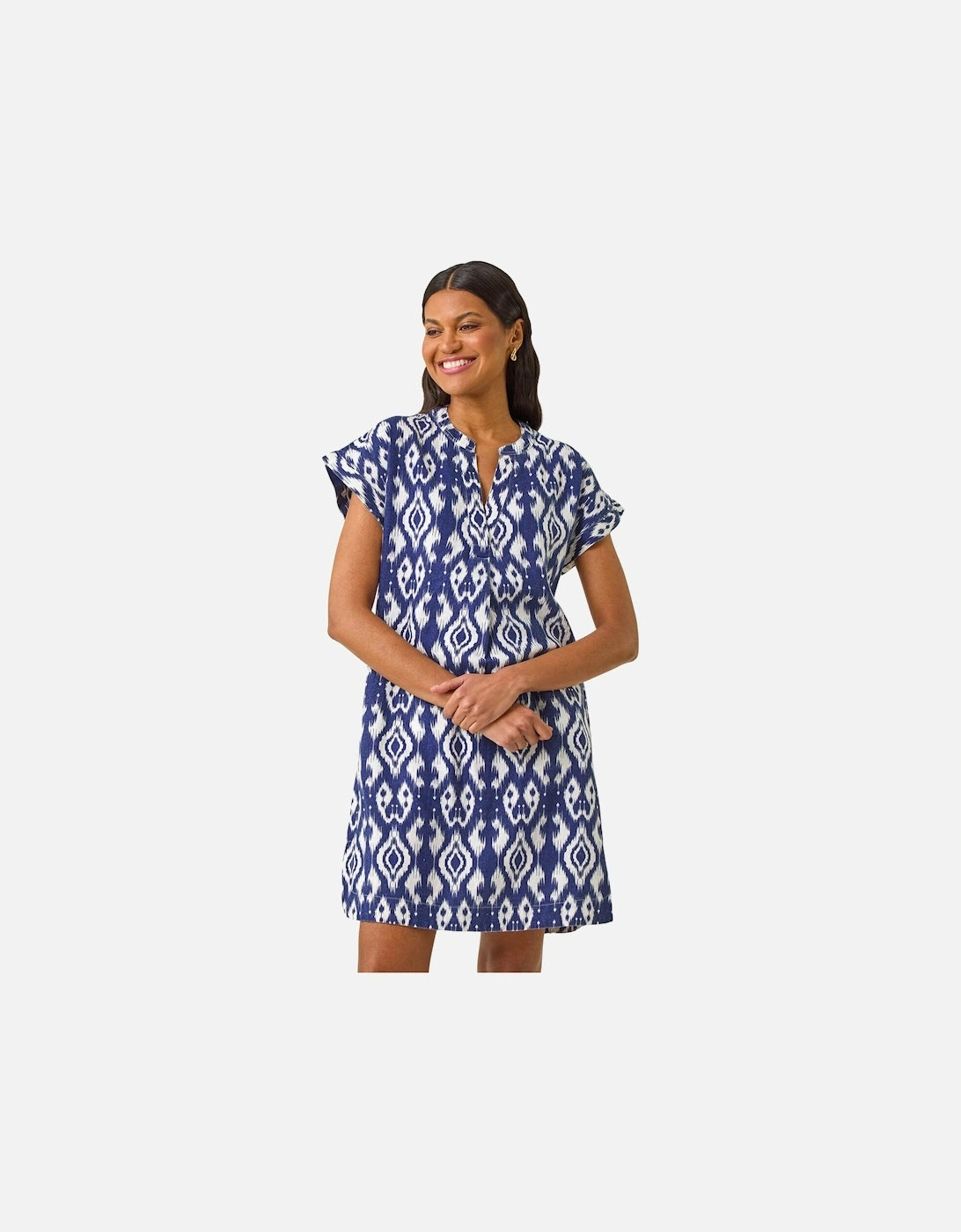 Aztec Print Linen Mix Shift Dress, 2 of 1