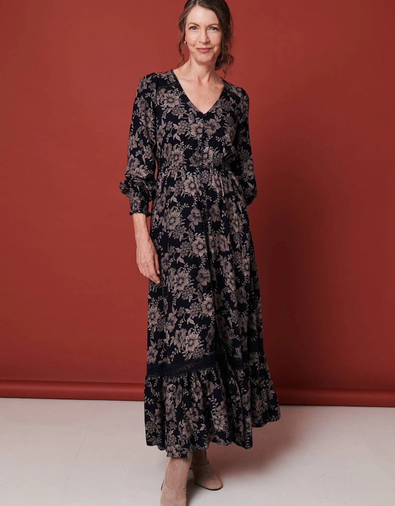 Floral Lace Long Sleeve Maxi Dress