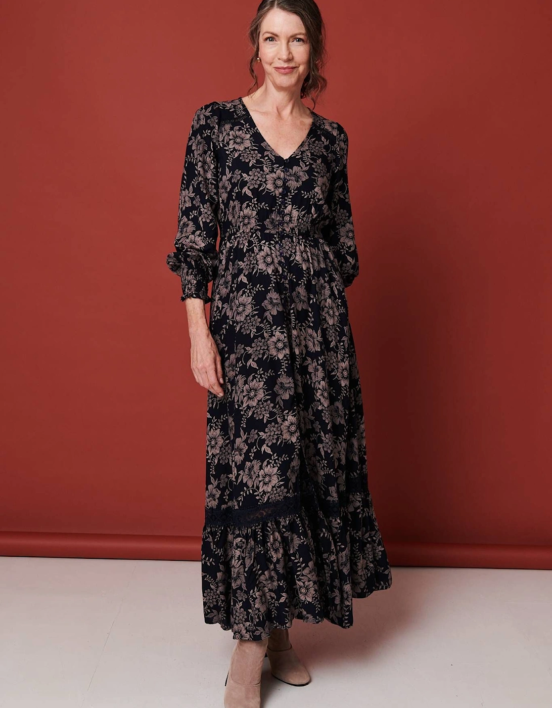 Floral Lace Long Sleeve Maxi Dress, 2 of 1