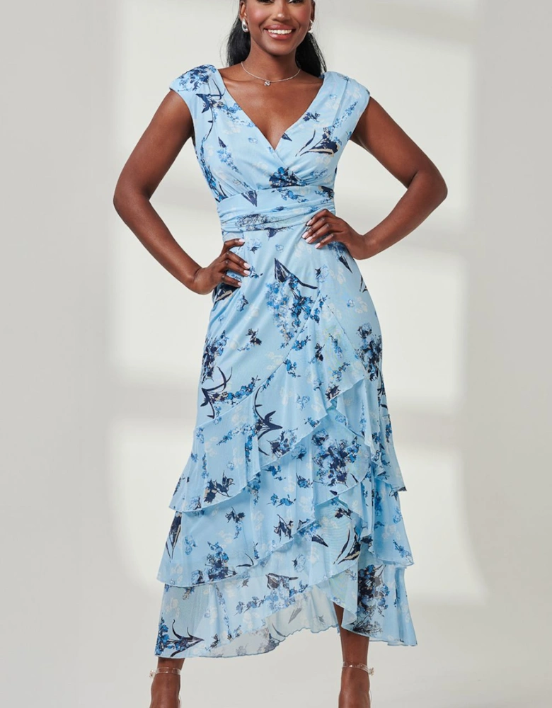 Yuri Mesh Frill Hem Maxi Dress
