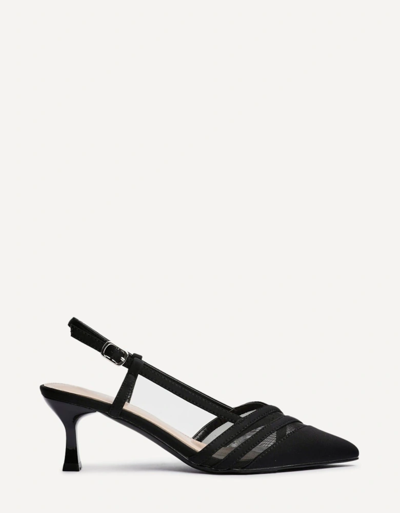 Milan Black Scuba Mesh Slingback Court Heels