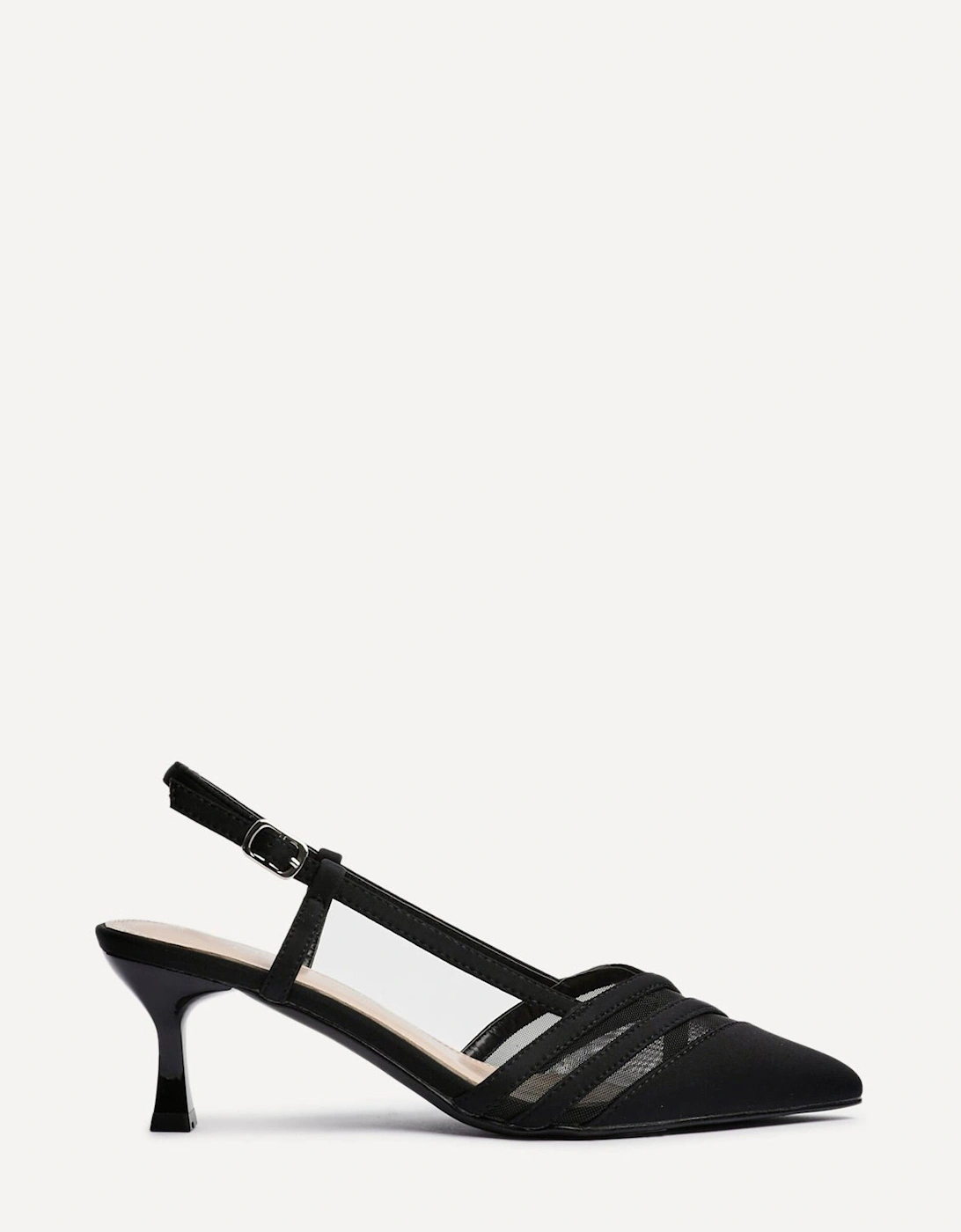 Milan Black Scuba Mesh Slingback Court Heels, 2 of 1