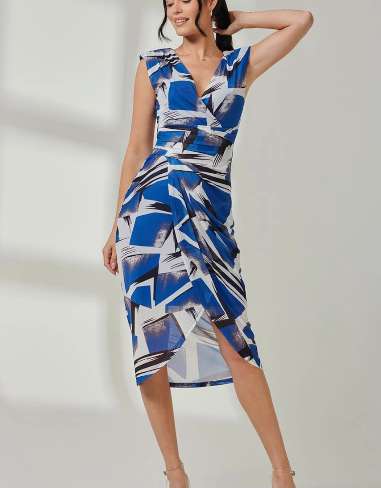 Mesh Wrap Ruched Bodycon Dress