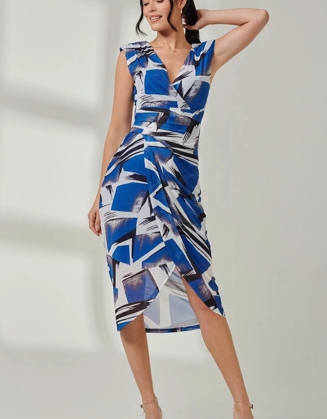 Mesh Wrap Ruched Bodycon Dress, 2 of 1
