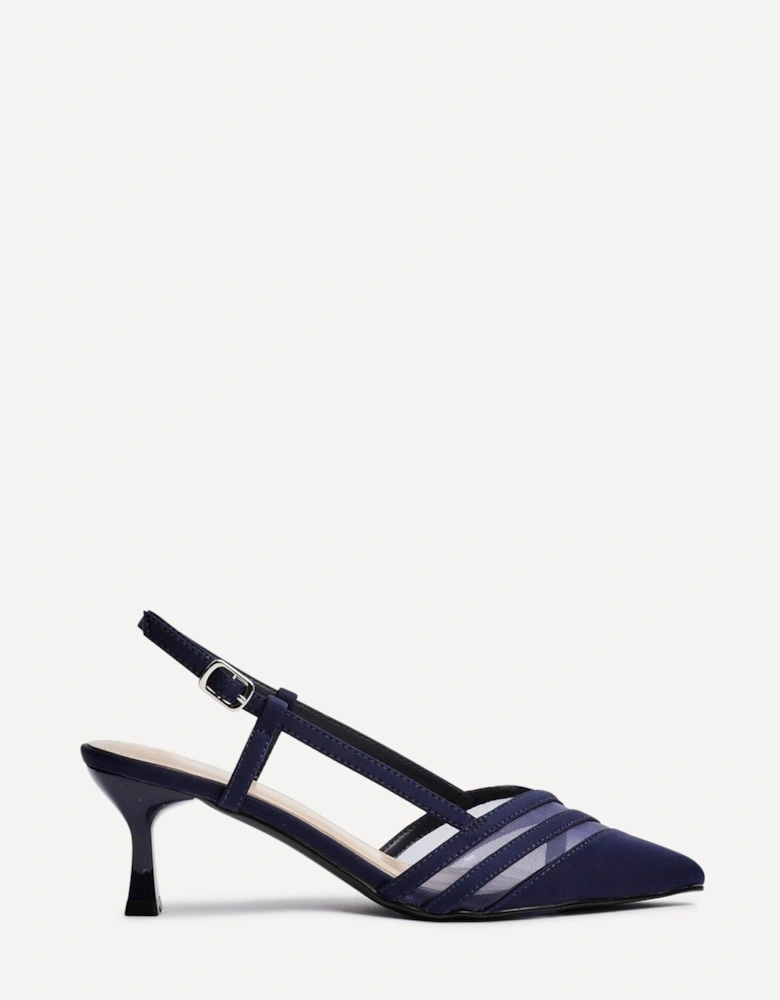 Milan Navy Scuba Mesh Slingback Court Heel