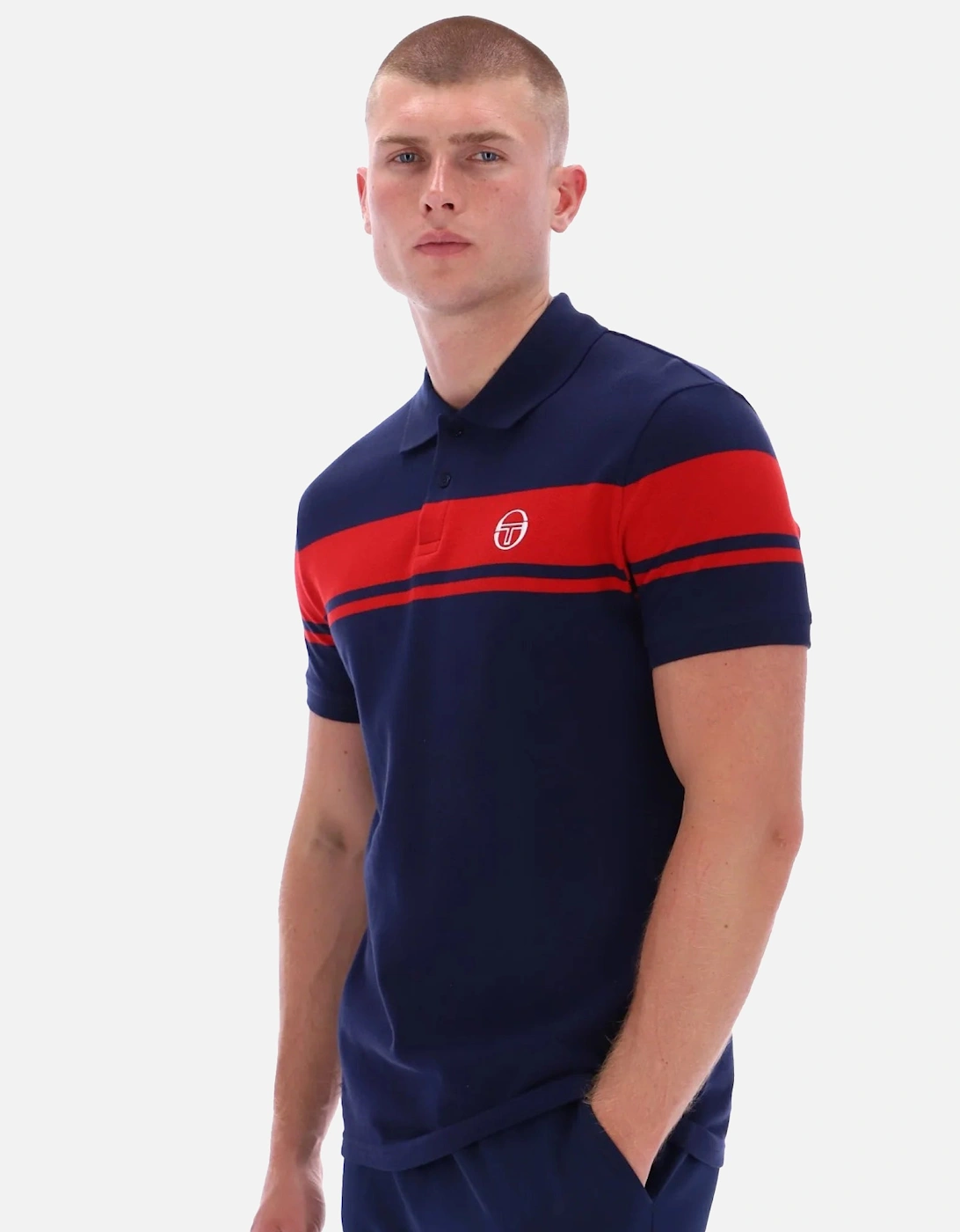 Young Line Polo Shirt Maritime Blue/Adrenaline Rush