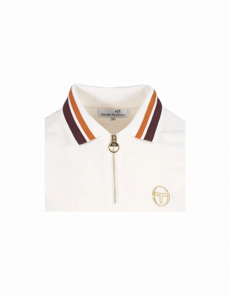 Mahony Velour Zip Polo Shirt Gardenia/Gold