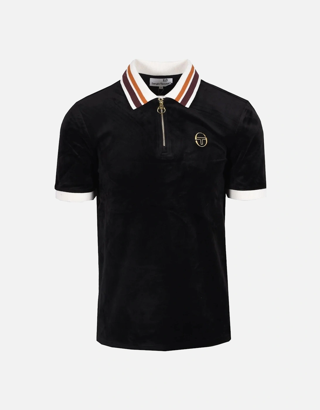 Mahony Velour Zip Polo Shirt Black/Gold, 4 of 3