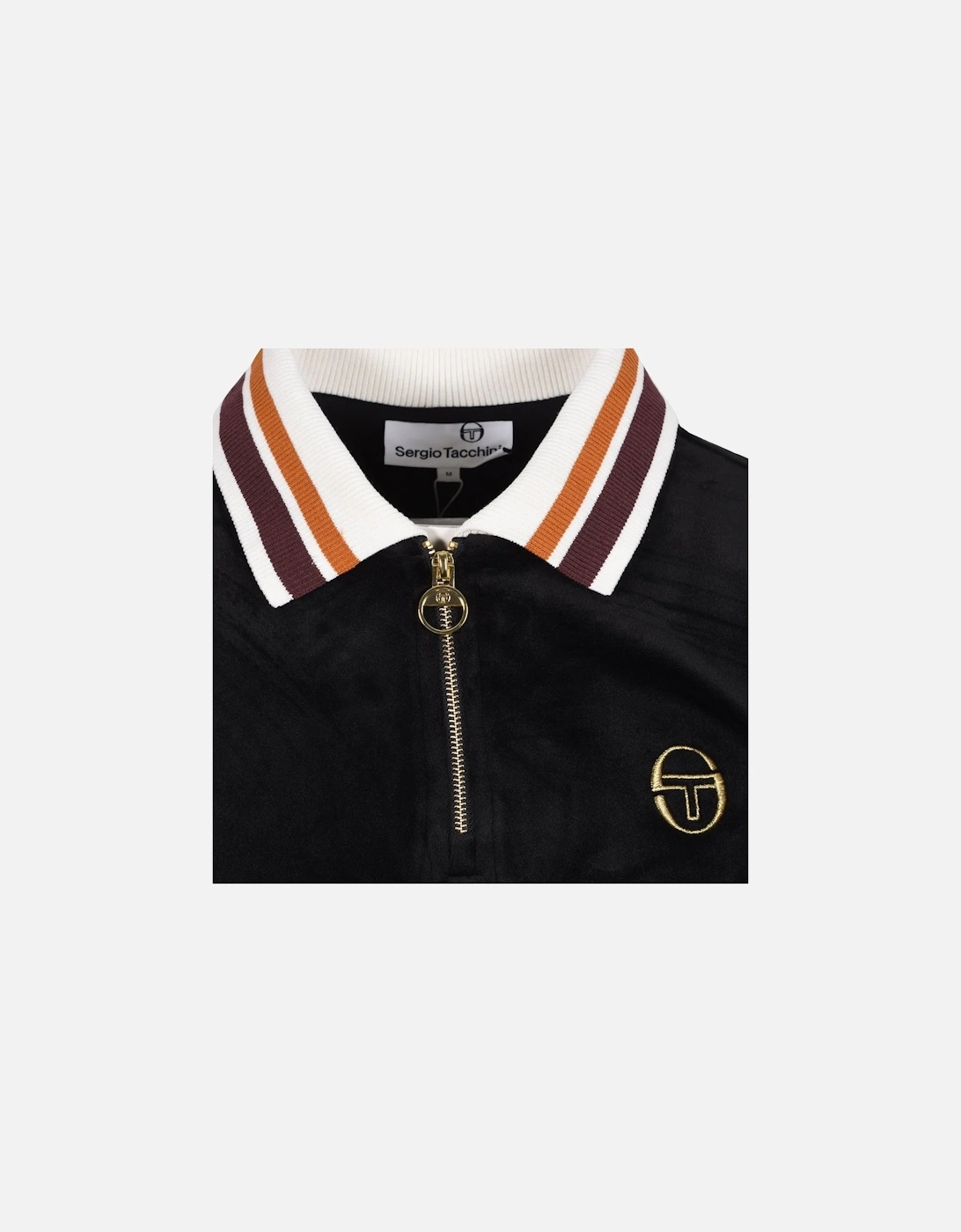 Mahony Velour Zip Polo Shirt Black/Gold